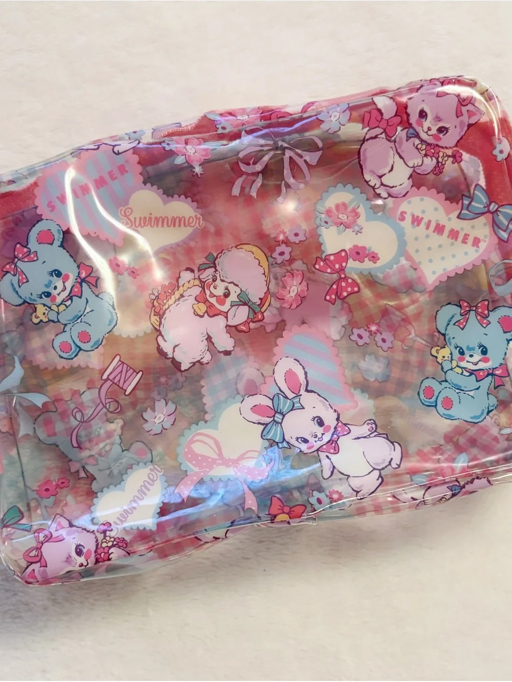 Japanese Kawaii PVC Clear Swimmer Waterproof Toiletry Cosmetics Small Pouch